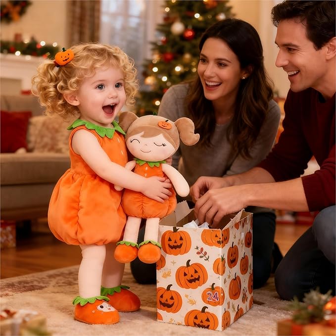 Gloveleya Dolls Halloween Pumpkin Baby Girl Gifts Plush Pumpkin Doll Soft Toys Orange 18 inches