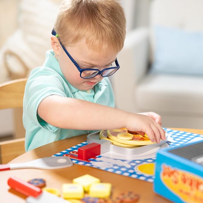 Melissa & Doug Flip and Serve Pancake Set (19 pcs) - Wooden Breakfast Play Food