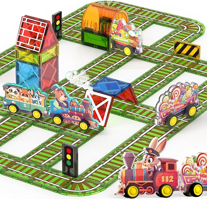 Oriate Magnetic Tiles, Stem Toys Magnetic Blocks for Kids, Educational Learning Magnet Tiles Toys, Construction Kids Games Christmas Birthday Gifts