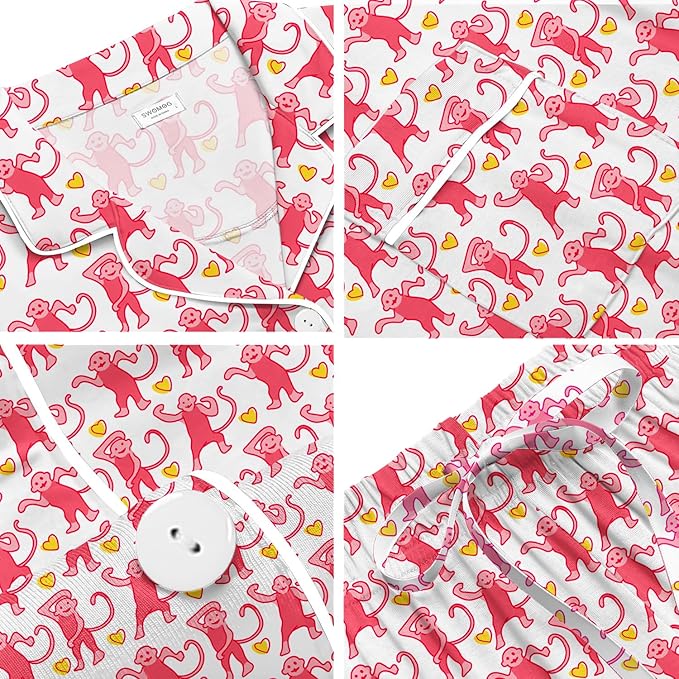 SWOMOG Womens Button Down Pajamas Set Short Sleeve Sleepwear Bride Soft Pj Lounge Sets XS-3XL
