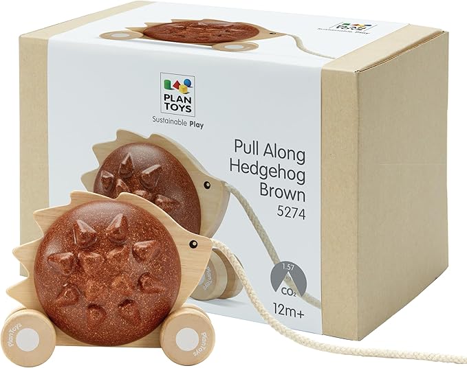 PlanToys Pull Along Hedgehog – Brown (5274)