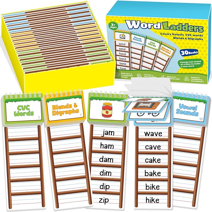 Sight Words Flash Cards Kindergarten, 30 Word Ladders Flip Books, Phonics Games Flash Cards, Reading and Spelling Games, Preschool Learning Activities, Kindergarten Classroom Must Haves