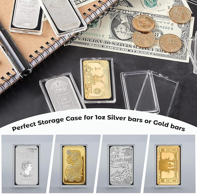 Silver Bar Case - 20 Pcs Acrylic Storage Containers for 1 Oz Silver Bars
