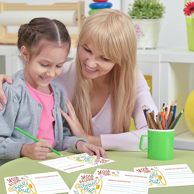 50Pcs Shout Out Card, Appreciation Cards for Teachers Students Employees Office Staff, Kudos Cards Team Classroom Good Behavior Incentive, Motivational Card for School or Workplace (Speaker)