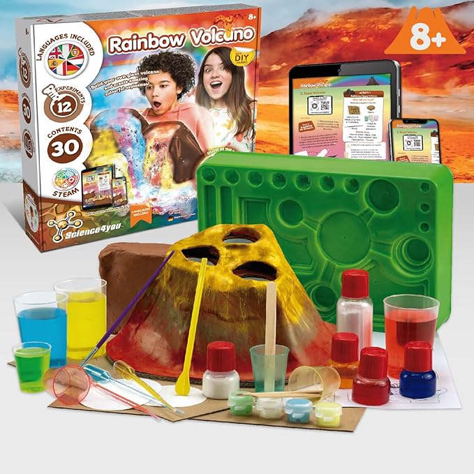 Science4you Rainbow Volcano Toy for Kids - Volcano Kit for Kids, Rainbow Lab + 12 Science Experiments for Kids, Stem Science Toys, Games, Science Gifts for 8+ Year Old Boys and Girls