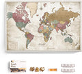 Canvas World Map with Cork Pin Board - English Lettering - Decorative Wall Decoration for All Rooms - Canvas Pictures with World Map Motif (70x50 cm, Pattern 20)