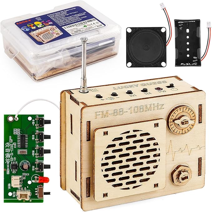 STEM Projects for Kids & Adults, FM 88-108 MHz Radio Toy Set, DIY Science Experiment Electronics Kit, Beginner's Starter Set, Idea Gifts for Teenage Boy Girl