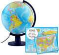 Waypoint Geographic Scout+ Illuminated Map, Kids Interactive Globe with Stand, More than 4000 Places, 12', Bonus Map Included, Blue