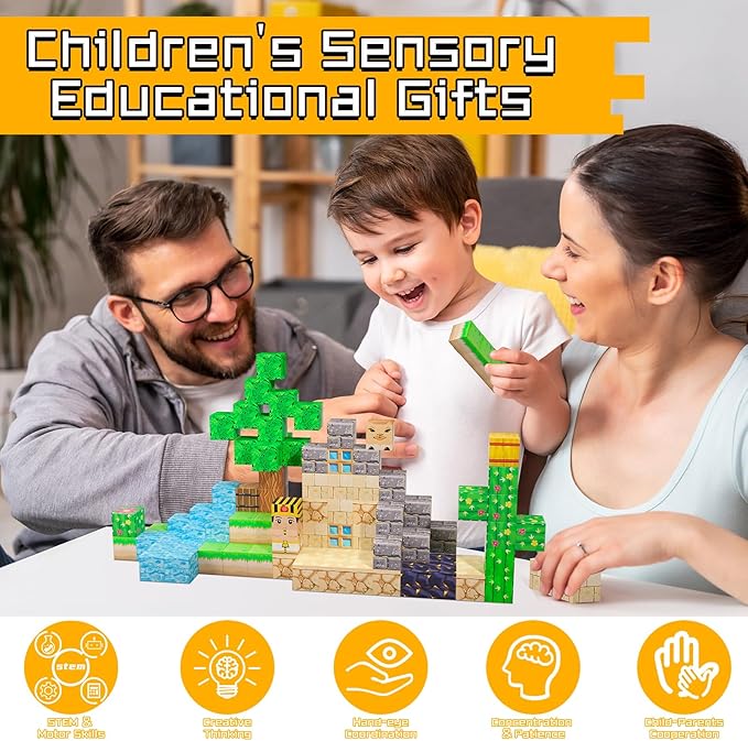 Magnetic Blocks - 100PCS Magnetic Set, STEM Montessori Sensory Toys for 3+ Year Old Boys & Girls, Creative Construction Toys Gift for Toddlers Kids