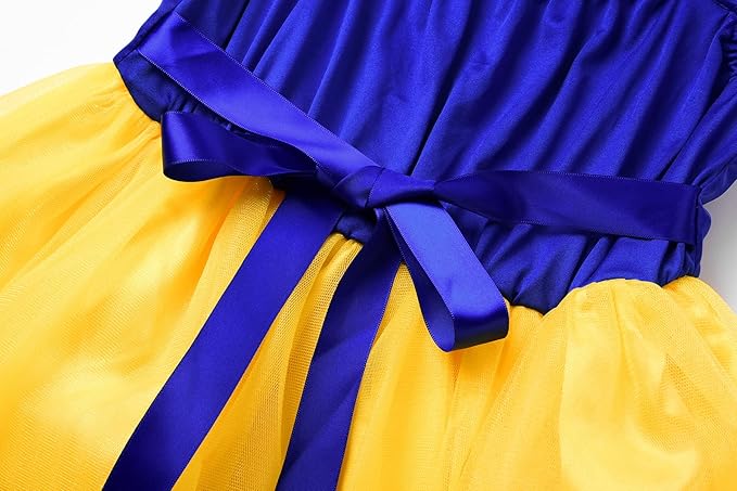 ReliBeauty Girls Elastic Waist Backless Princess Dress Costume with Accessories, Yellow,120