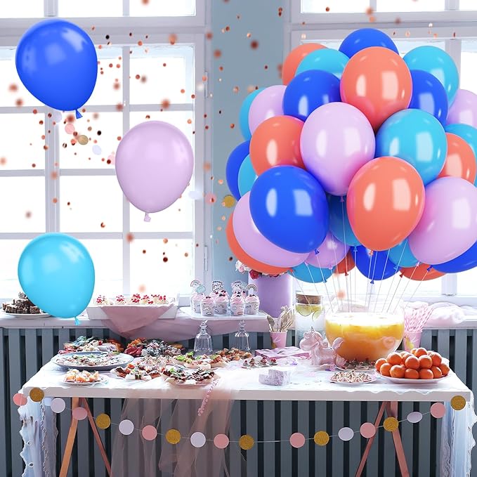 Blue Pink Purple Balloons Birthday Party Decorations, Royel Blue Pastel Purple Balloon Happy Birthday Latex Balloons for Birthday Themed Party Birthdays Baby Showers Party Supplies