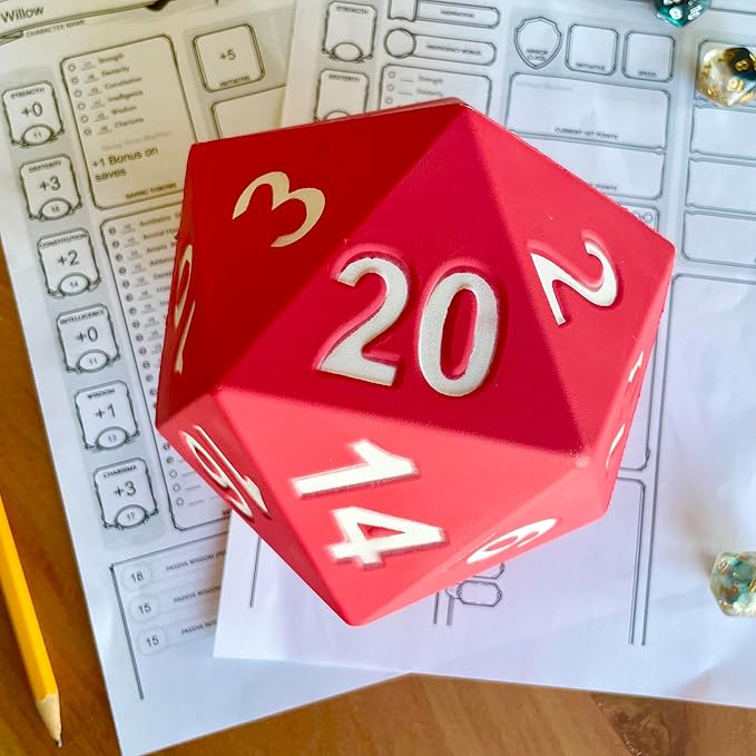 KESS Giant D20 Foam Dice: Oversized 20-Sided Dice for RPG and Collectors - 6 Vibrant Colors, Perfect for Outdoor Fun in Backyard, Pool, Beach. Ages 6+ (Blue)