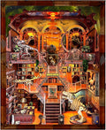 Book Nook Kit for Adults - DIY Dinosaur Museum Booknook, 3D Wooden Dollhouse Puzzle with LED Lights, Miniature Bookshelf Decor for Home Libraries
