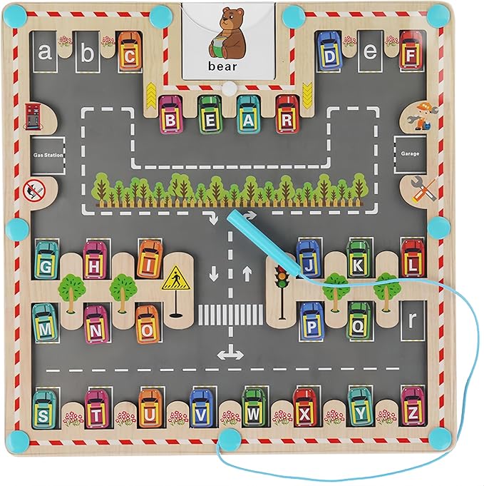 Magnetic Number Maze, Alphabet Maze, Montessori Toy for 3+ Yrs, Wooden Magnet Balls Puzzles, Toddler Busy Board, Preschool Activities, Kids Gift