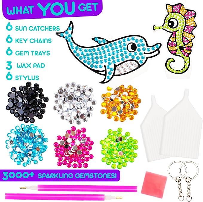 Blue Squid Diamond Art Kits for Kids – Mermaid, Unicorn & Under The Sea - Fun & Easy DIY 5D Gem Art Kids Diamond Painting Kit - Arts & Crafts Kit, Girls, Boys Ages 6-12