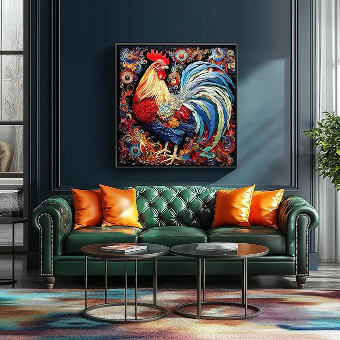 Vibrant Rooster 500 Piece Jigsaw Puzzle for Adults Colorful Folk Art Decorative Challenge Puzzle Premium 20"x20" Art Puzzle for Puzzle Lovers