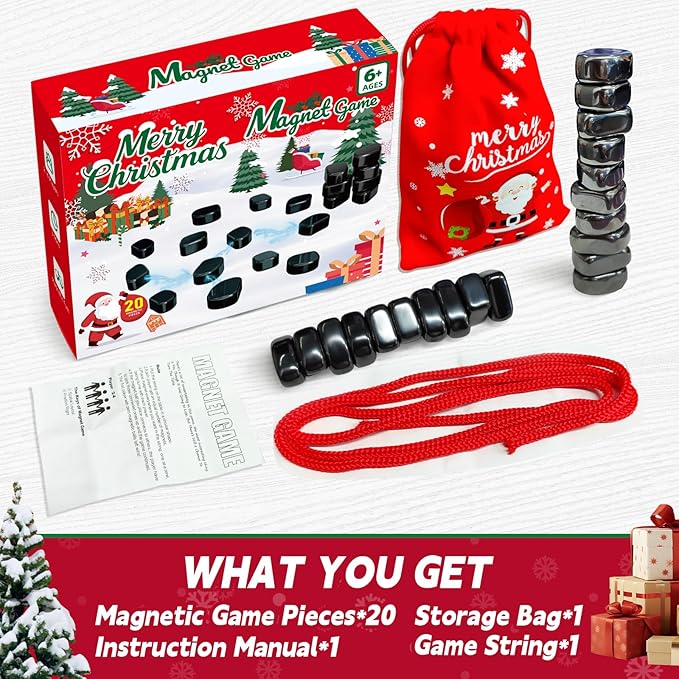 Magnet Game with String, Magnetic Game Chess for Adults Kid, Strategy Board Games for Kids 6-8-12, Christmas Family Games for Kids and Adults, Great Version, 2-4 Player, 5-Min Games