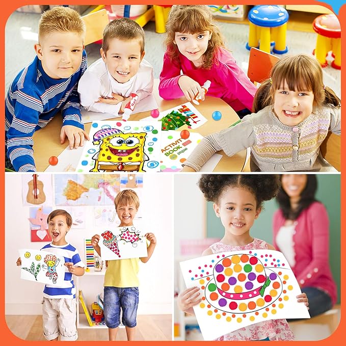Soucolor Washable Dot Markers for Toddlers Kids Preschool, 10 Colors 2 oz Bingo Daubers Paint Markers Set with 48 Pages Tearable Activity Book for Toddler Arts and Crafts Kits Supplies, Water-Based