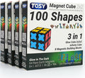 TOSY Magnet Cube 2x2 - 8 Blocks, 2 in 1 Toy: 2x2x2 Puzzle Cube and Customizable Infinity Cube, Glowing, UV Flashlight, Fidget/STEM/STEAM Magnet Tiles Birthday Gift for Kids/Teens/Adults, 4-Pack