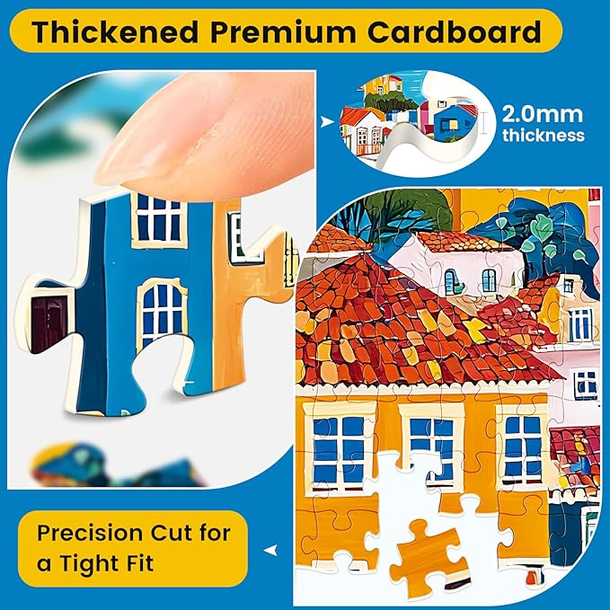 500 Pieces Puzzle for Adults,Fall Colorful Town Building Jigsaw Puzzle for Kids Adults Seniors,Landscape Lover Puzzle for Kids Ages 8-10 10-12,Challenging Family Game Great Gifts for Family,20.5*15 In