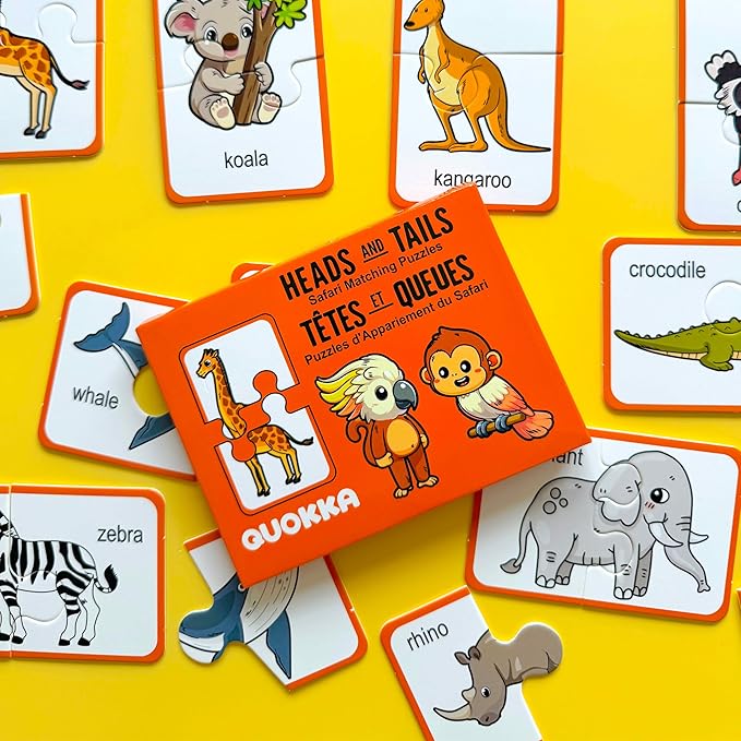 QUOKKA Toddler Puzzles Ages 2-4 – 100% Self-Correcting 16 Matching Pairs of Wild Animals – Educational Toddler Puzzles Ages 1-3 with 32 Pieces - Memory Matching Games for 3-5 Years Old Boys and Girls
