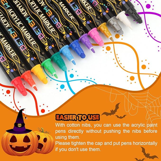 Betem Acrylic Paint Markers Pens, Dual Tip 120 Colors Premium Paint Pens Acrylic Markers for Wood, Fabric, Canvas, Stone, Rock Painting, Glass, Ceramic Surface, DIY Crafts Making Art Supplies with Bag