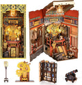 Book Nook Kit, DIY Miniature Dollhouse Booknook Kit, 3D Wooden Puzzle Bookend Bookshelf Insert Decor with LED Light for Teens and Adults (The Emperor's Study)