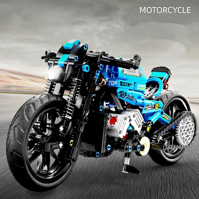 Techno-Mechanical Motorcycle Building Blocks Set, STEM Education Learning Toys, Creative DIY Racing Blocks, Collectible Models, Surprise Gift for Children 8-14 Years Old 469 Pcs
