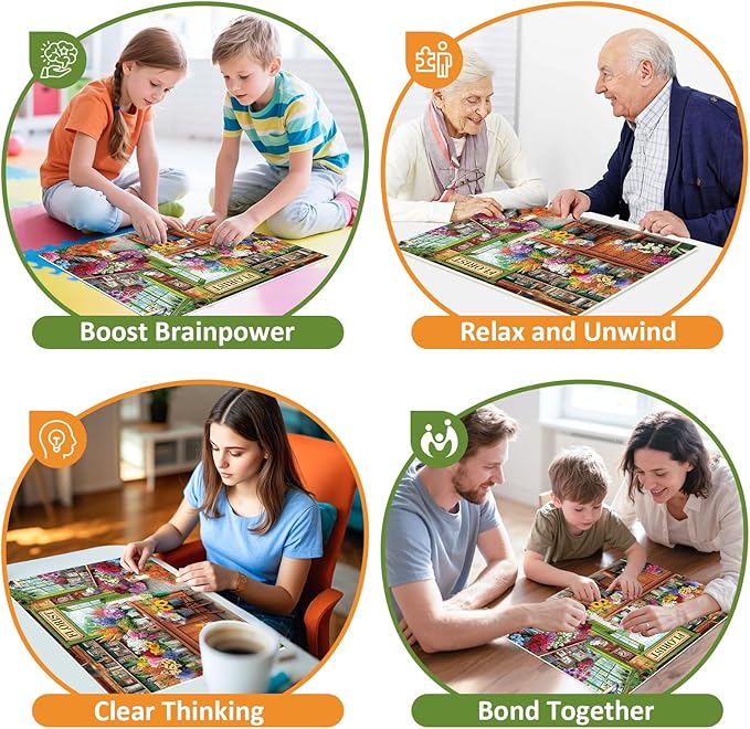 300 Piece Puzzles for Adult,All Seasons Flower Shop 300 Piece Jigsaw Puzzle,Colorful Botanical Puzzle for Kids Teen Adults,Interlock Perfectly Letter on Back,Puzzle for Family Game Nights,20.5 x 15 in