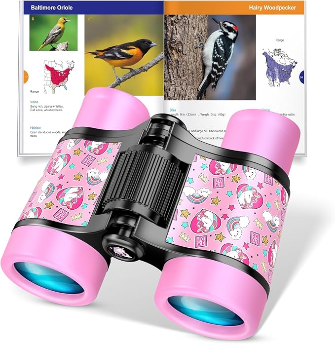 Unicorn Binoculars Toys for Kids 3 4 5 6 7 8 Year Old Girls Christmas Birthday Gifts for Girl Kid Toddler Ages 3-5 4-6 Toddlers Pink Binoculars Toys Bird Watching Outdoor Camping Toy Stocking Stuffers