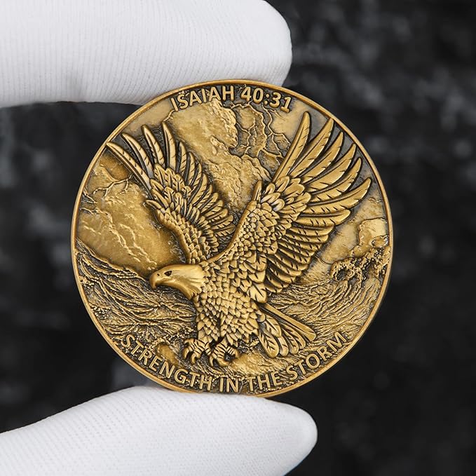 Inspirational Eagle Coin - Motivational Inspirational Gift for Spiritual Encouragement, Christian Gift, Strength in The Storm Token, First Responder Keepsake