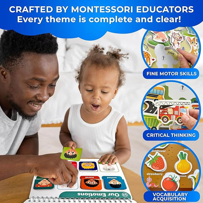 QUOKKA Montessori Busy Book for Toddlers 1-3 - Pre K Toddler Learning Activities for Homeschooling - My Preschool Busy Book for Ages 3-5 - 15 Kids Educational Activities