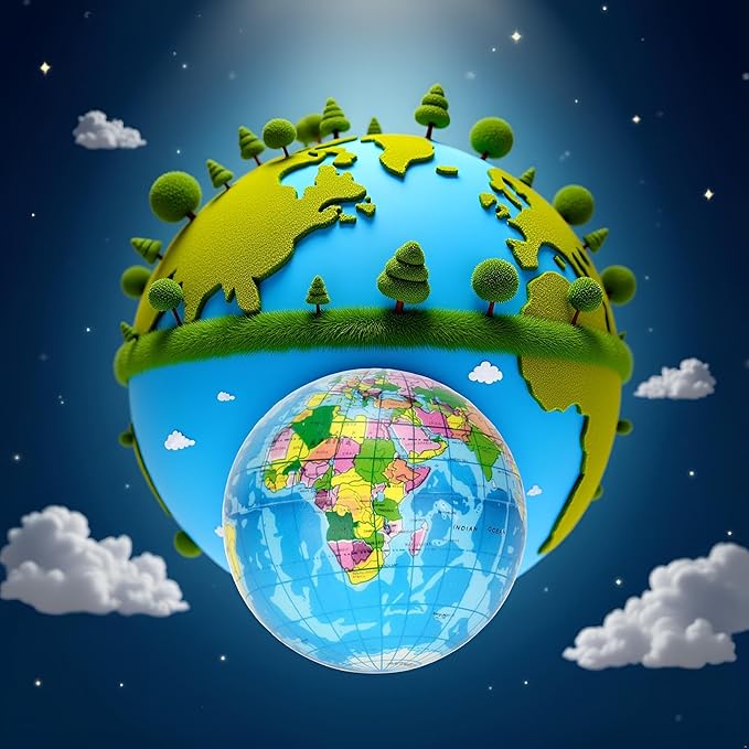Blue Squishy Squeeze ,World Map Globe Palm Ball Slow Rising Stress Relief Birthday Xmas Gifts Xmas Stocking Fillers Party Bag Gifts (7.6CM),Novelty and Gag