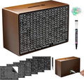 Wooden Money Saving Box, Cash Savings Box for $10000 $5000 $3000 $1000 $800 $500 Target Money Saving Challenge, Money Box with Counter/Dry Erase Pen/Savings Trackers/Rubber Band-Brown