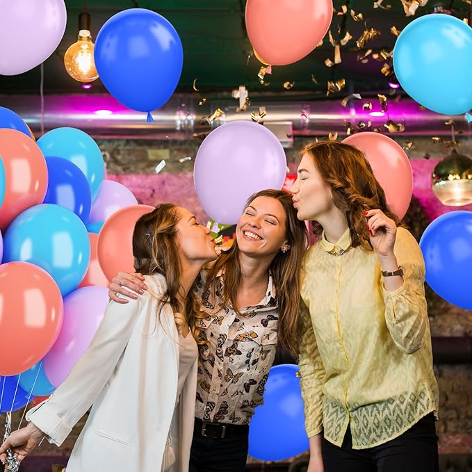 Blue Pink Purple Balloons Birthday Party Decorations, Royel Blue Pastel Purple Balloon Happy Birthday Latex Balloons for Birthday Themed Party Birthdays Baby Showers Party Supplies