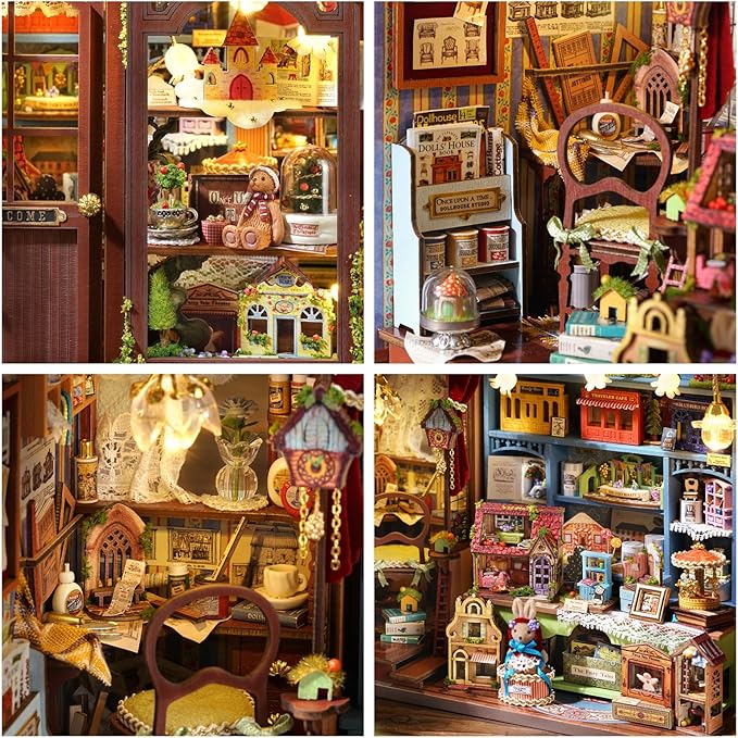 CUTEROOM DIY Miniature House Kit-Fairy Tale Kingdom, Tiny Dollhouse Wooden Furniture Kit, Mini DIY Craft Kits Creative Room for Decoration Family Friends