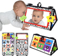 Dr.Rapeti Tummy Time Floor Mirror for Baby Infant Toddler Kids Black and White High Contrast Baby Toy with Teethers Floor Activity Toy Washable Non-Toxic