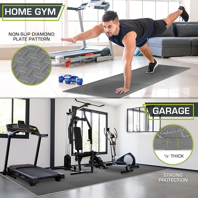ProsourceFit Puzzle Exercise Mat ½ in, EVA Interlocking Foam Floor Tiles for Home Gym, Mat for Home Workout Equipment, Floor Padding for Kids, Grey, 24 in x 24 in x ½ in, 144 Sq Ft - 36 Tiles