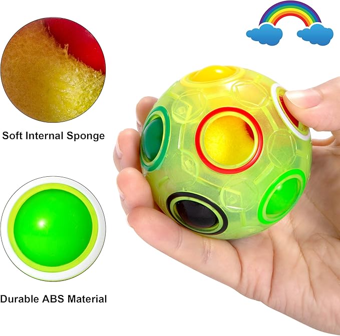 Vdealen Magic Rainbow Puzzle Ball, Fidget Ball Puzzle Brain Teaser Fidget Toy for Boys & Girls- Birthday Party Easter Valentines Christmas Stocking Stuffers for Kids Teen & Adults(Green)