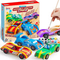 Klever Kits 4 DIY Wooden Race Cars-Build & Paint Your Own Wood Craft Kit, 4 Race Cars Toy, Easy to Assemble Arts Crafts Kit, Birthday Party Presents for Kids Boys and Girls