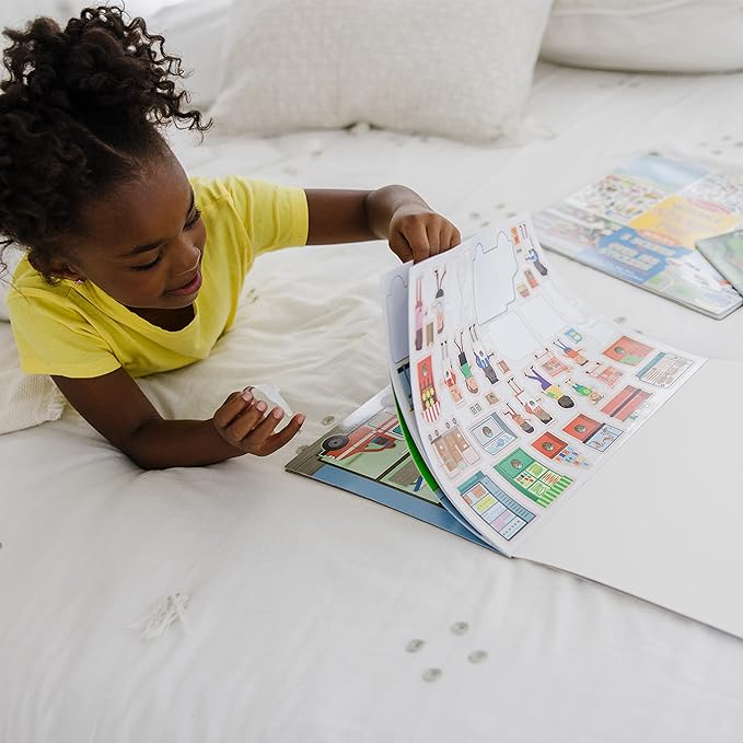 Melissa & Doug Reusable Sticker Pads Set: Habitats, Vehicles, Town: 115 Stickers