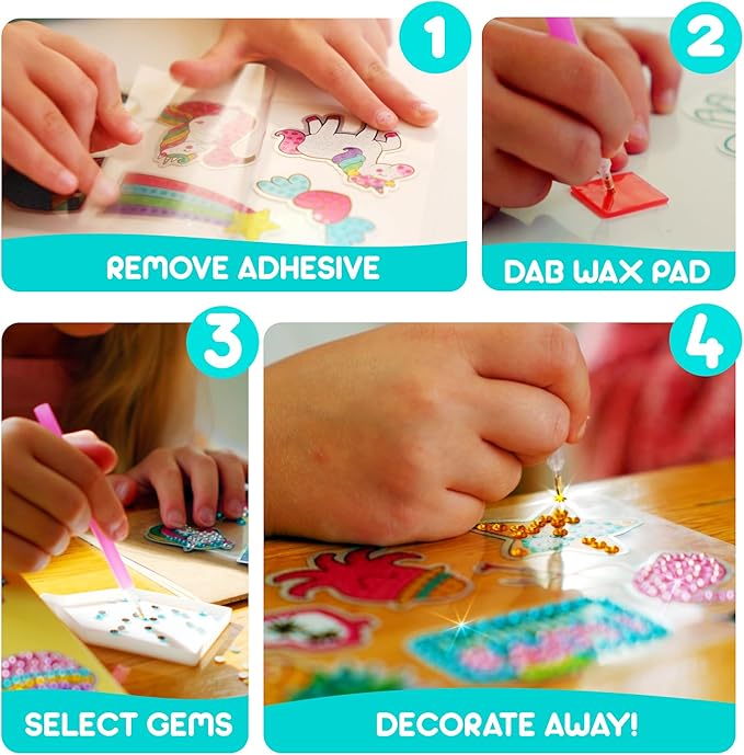 Blue Squid Diamond Art Kits for Kids – Mermaid - Fun & Easy DIY 5D Gem Art Gift Set for Keychains, Stickers, Sun Catchers - Diamond Painting Kit Arts & Crafts Kit for Kids, Girls, Boys Ages 6-12