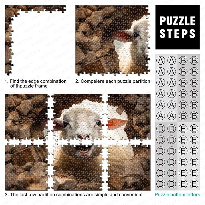 Sheep Adults Fun Thickened Wooden Jigsaw Puzzles 1000 Piece 3D Animal Stress Relief Toy Decoration Education Game Toy Intellectual Game Relaxation and Intelligence 1000pcs (75x50cm)