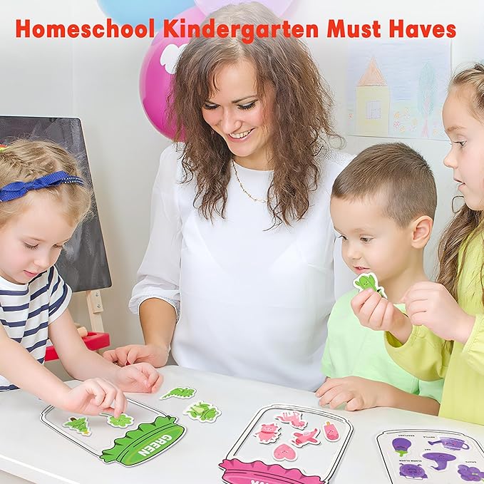 Magnetic Color Sorting Set for Fridge Toddlers 2 3 4 5 Montessori Color Learning for Whiteboard Basic Vocabulary Learning Kitchen Toys Kids pre-k Homeschool Classroom Must Haves