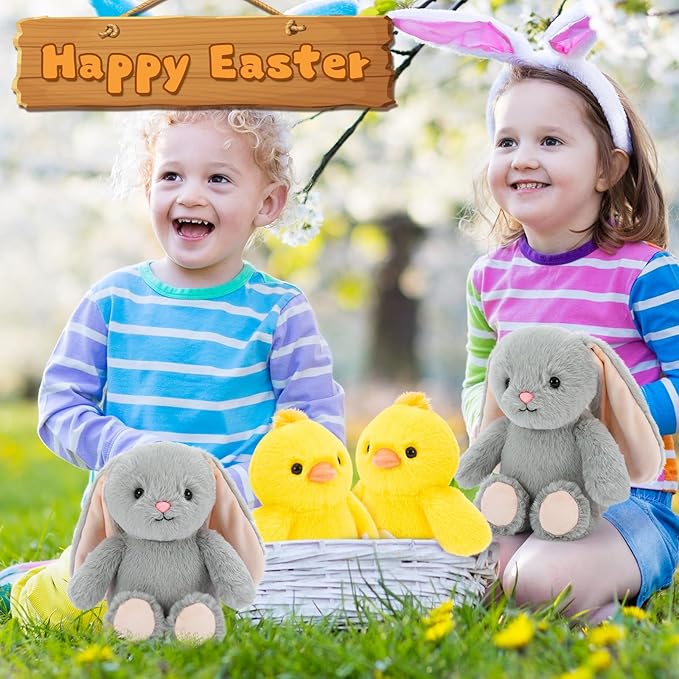 MaoGoLan 4 Pack Bunny Stuffed Animals Chick/Duck Plush for Kids Party Favors, Medium Stuffed Animals Bulk for Birthday Baby Shower Decorations Girls Boys Toddlers