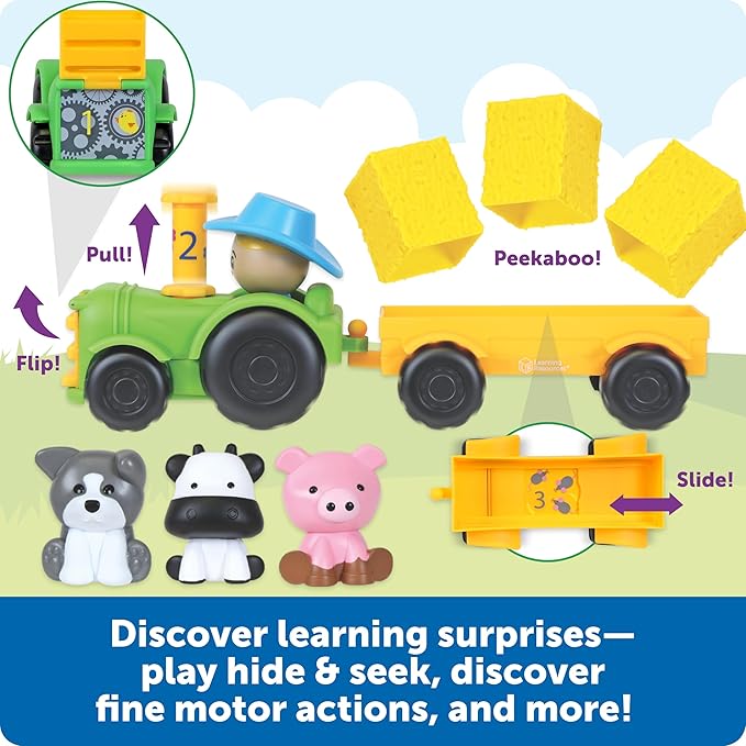 Learning Resources Peeksville Haul & Seek Tractor, Farm Animals, Tractor Toy, Kids Tractor, Farm Games Toddler Toys, Sensory Toys, Preschool Learning Activities, Peekaboo