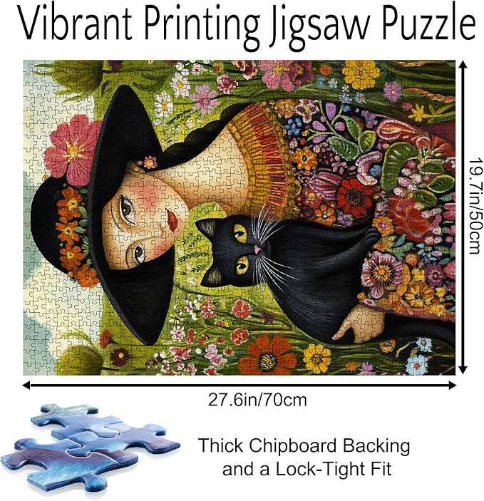 Retro Women Jigsaw Puzzles 1000 Piece Bohemian Jigsaw Puzzles for Adults Abstract Girl Puzzle-Challenging Puzzle Perfect for Game Gifts DIY Home Wall Decor Vintage Figure Art Puzzles