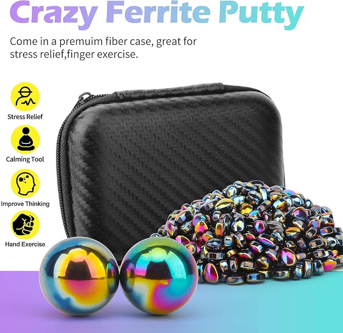 Magnet Stone Ferrite Putty with 2 Big Magnet, Smooth Magnetic Ferrite Magnet Rock Ball Fidget Toy Science Kit, Office Desk Toy Decoration Gift for Adults