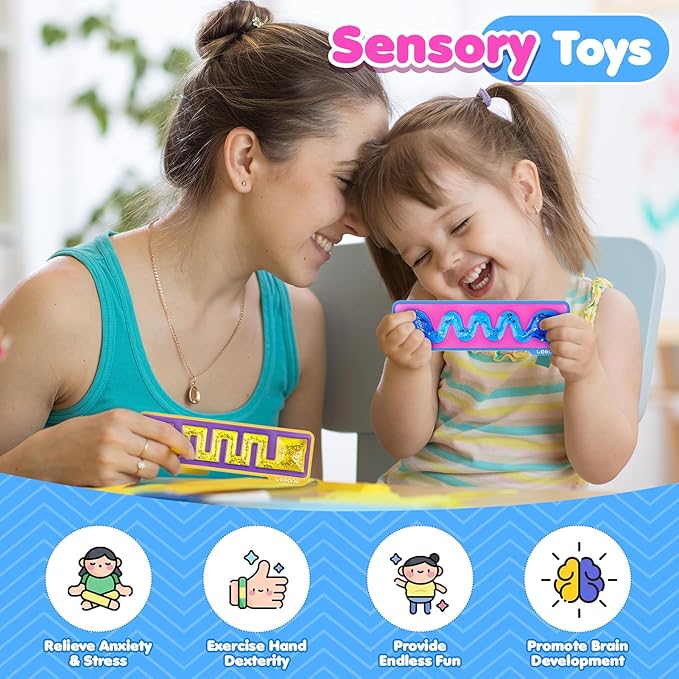 Squishy Toys Sensory Fidget Toys for Kids: Sensory Toys for Autism ADHD - Sensory Fidget Toys Filled with Colorful Goo - Autism Calming Tools 3 Pack in Classroom Office Travel