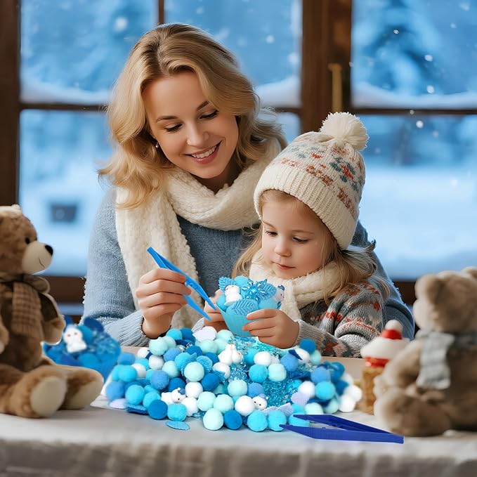 196 Pcs Winter Sensory Bin Items Winter Snowman Counting Sorting Sensory Bin Filler Fine Motor Snowman Snowflake Counts for Xmas Counting Decor
